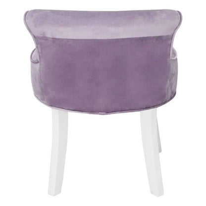 Upholstered Velvet Vanity Dressing Table Stool with Low Backrest - House Comfort