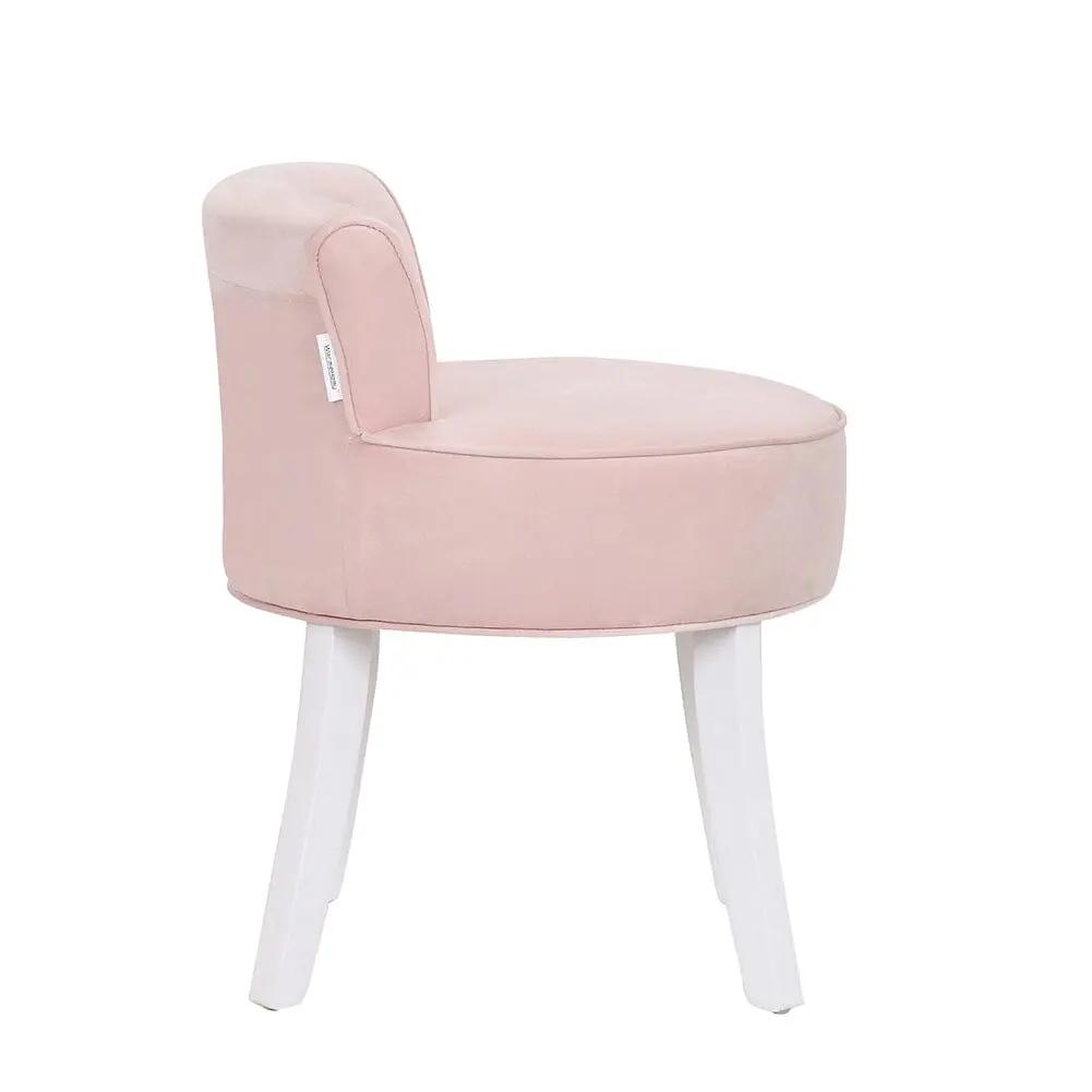 Upholstered Velvet Vanity Dressing Table Stool with Low Backrest - House Comfort