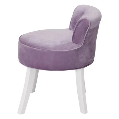 Upholstered Velvet Vanity Dressing Table Stool with Low Backrest - House Comfort