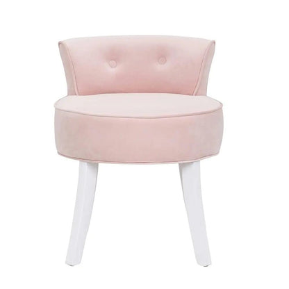 Upholstered Velvet Vanity Dressing Table Stool with Low Backrest - House Comfort