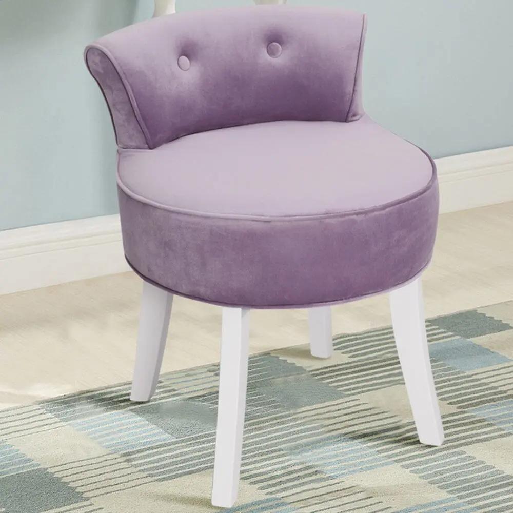 Upholstered Velvet Vanity Dressing Table Stool with Low Backrest - House Comfort