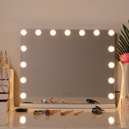 USB White Rectangle Tabletop Hollywood LED Vanity Mirror - 58x48cm - House Comfort