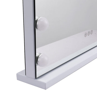USB White Rectangle Tabletop Hollywood LED Vanity Mirror - 58x48cm - House Comfort