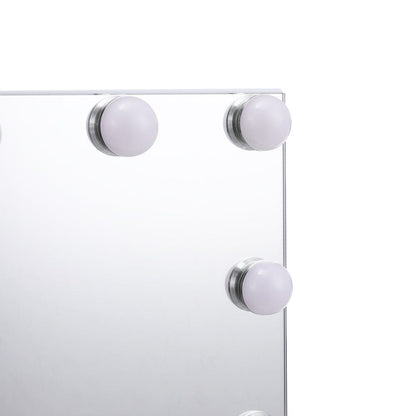 USB White Rectangle Tabletop Hollywood LED Vanity Mirror - 58x48cm - House Comfort