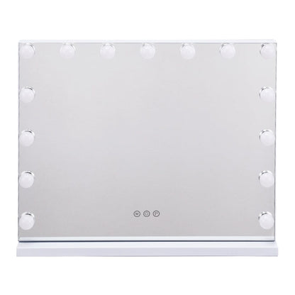 USB White Rectangle Tabletop Hollywood LED Vanity Mirror - 58x48cm - House Comfort