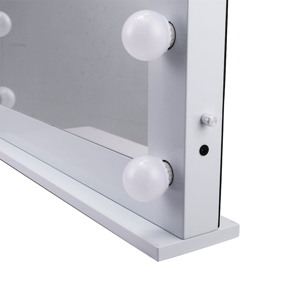 USB White Rectangle Tabletop Hollywood LED Vanity Mirror - 58x48cm - House Comfort