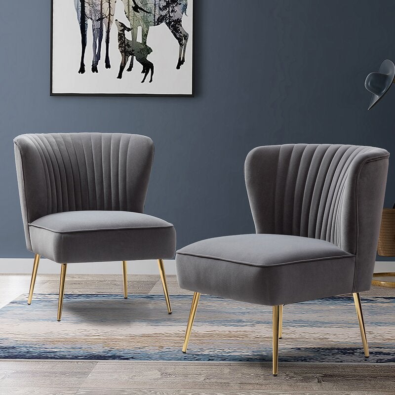 Velvet Cocktail Chairs Accent Chairs with Gold Legs - House Comfort