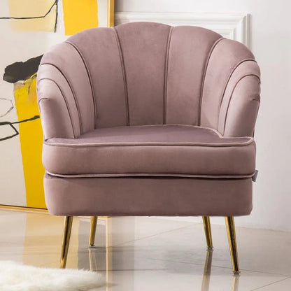 Velvet Noble Armchair with Gold Metal Legs - House Comfort