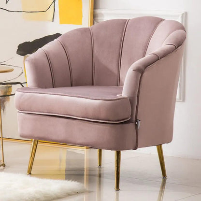 Velvet Noble Armchair with Gold Metal Legs - House Comfort