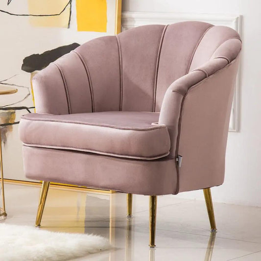 Velvet Noble Armchair with Gold Metal Legs - House Comfort