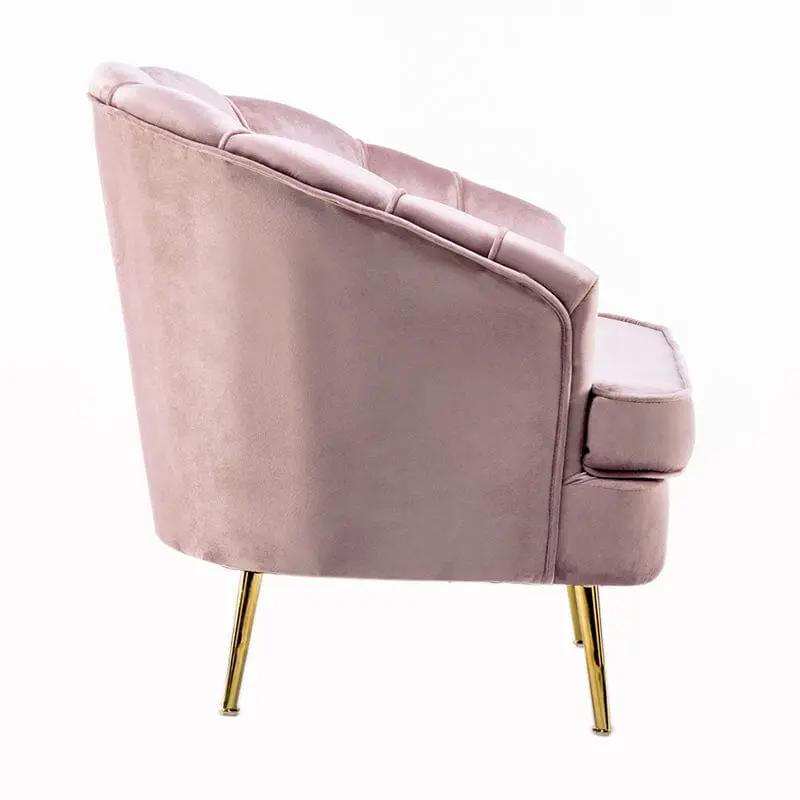 Velvet Noble Armchair with Gold Metal Legs - House Comfort