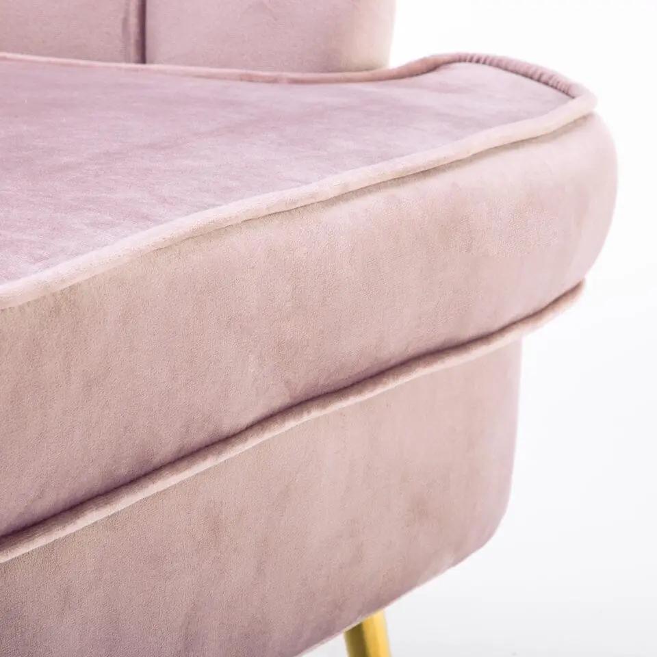 Velvet Noble Armchair with Gold Metal Legs - House Comfort