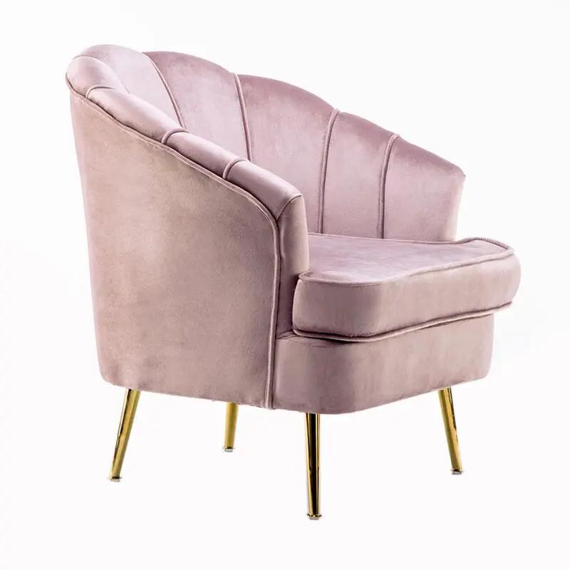 Velvet Noble Armchair with Gold Metal Legs - House Comfort