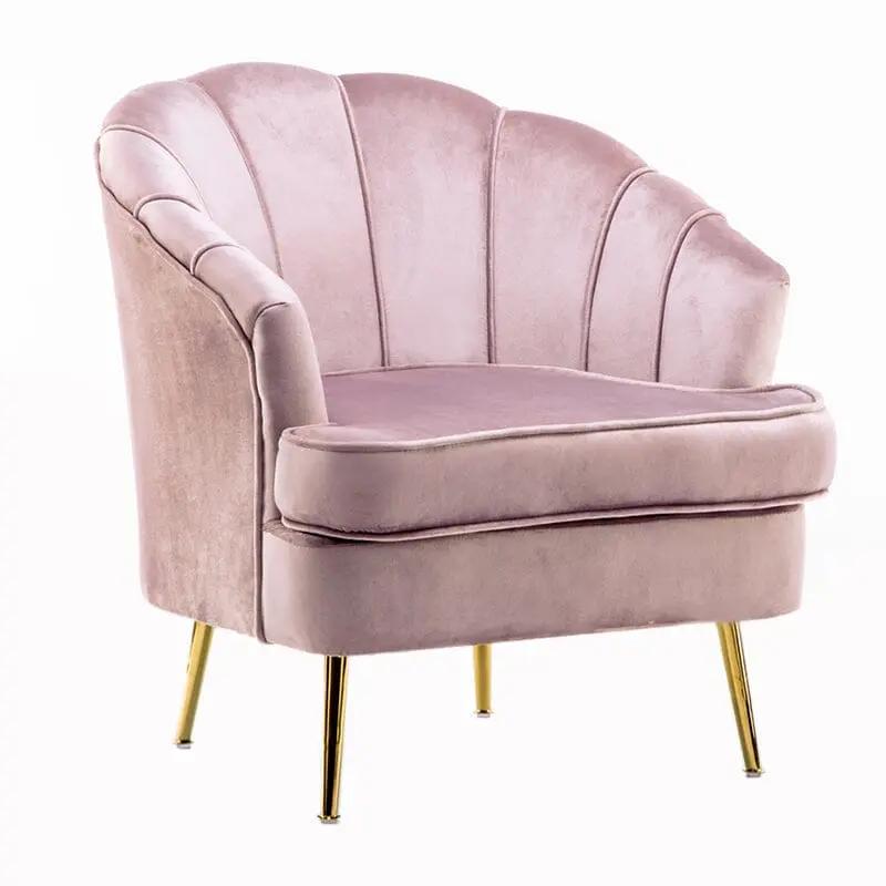 Velvet Noble Armchair with Gold Metal Legs - House Comfort