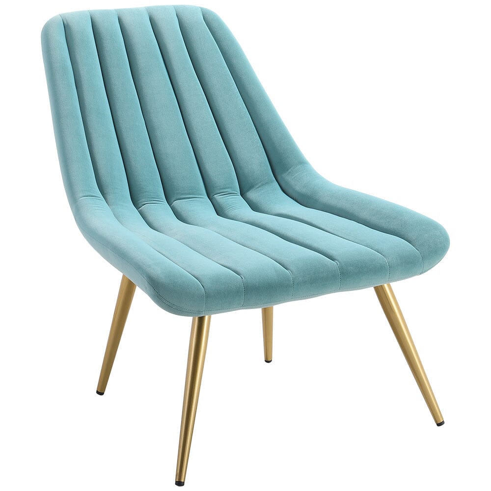 Velvet Upholstered Gold Metal Legs Lounge Accent Chair - House Comfort