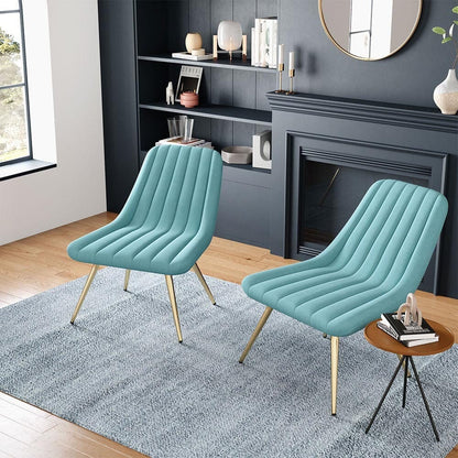 Velvet Upholstered Gold Metal Legs Lounge Accent Chair - House Comfort