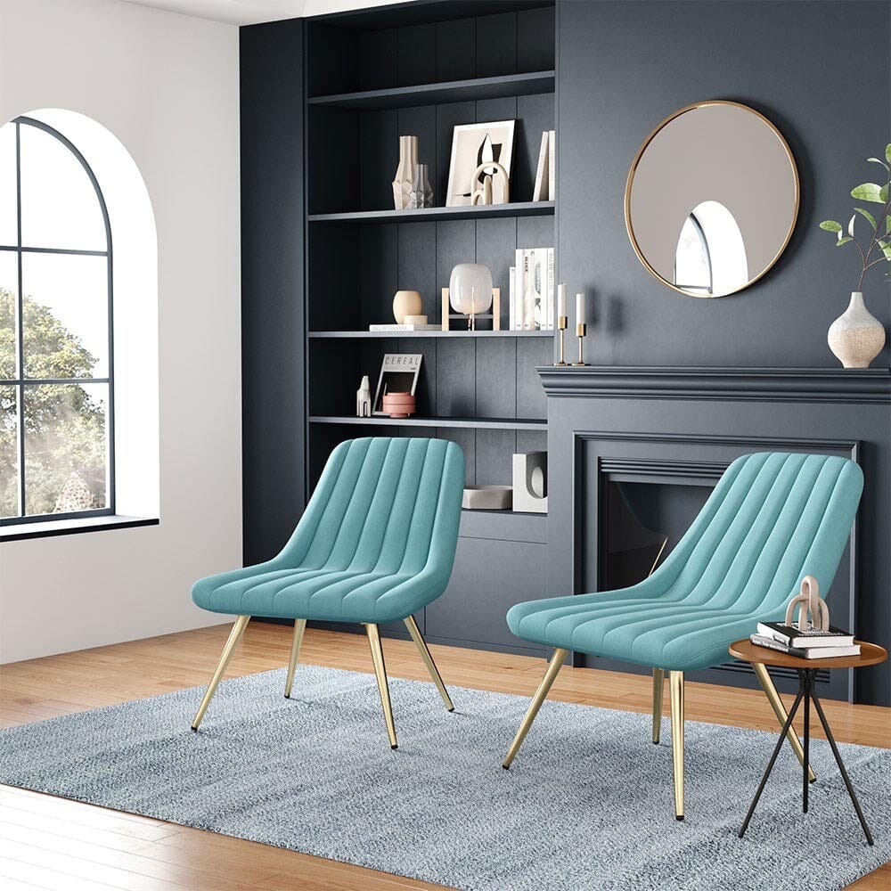 Velvet Upholstered Gold Metal Legs Lounge Accent Chair - House Comfort