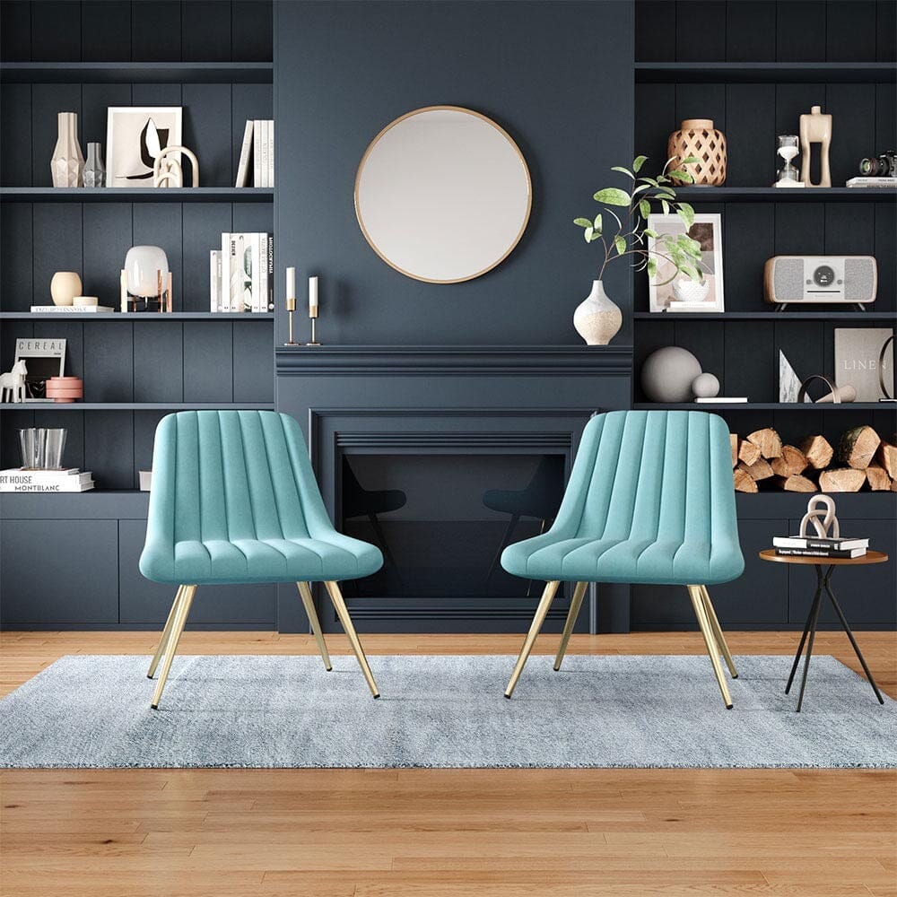 Velvet Upholstered Gold Metal Legs Lounge Accent Chair - House Comfort