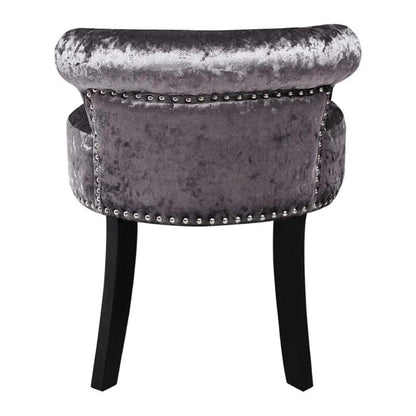 Velvet Upholstery Round Accent Chair Dressing Stool - House Comfort