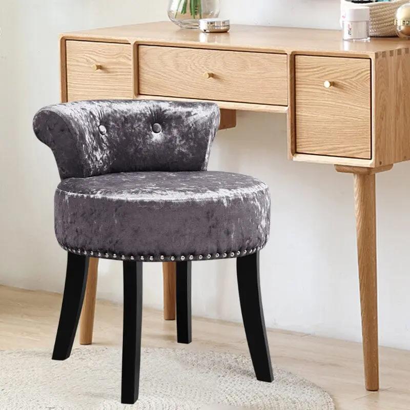 Velvet Upholstery Round Accent Chair Dressing Stool - House Comfort
