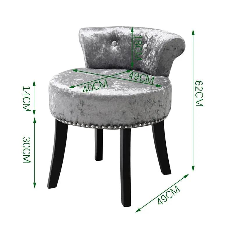 Velvet Upholstery Round Accent Chair Dressing Stool - House Comfort