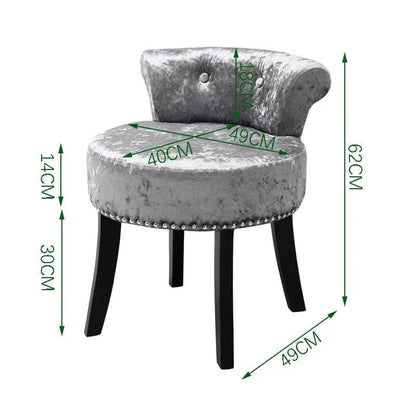 Velvet Upholstery Round Accent Chair Dressing Stool - House Comfort