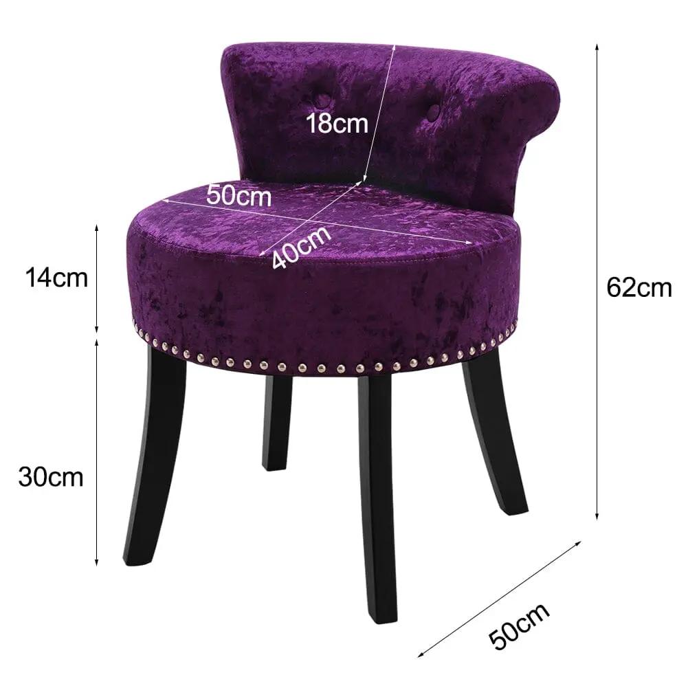 Velvet Upholstery Round Accent Chair Dressing Stool - House Comfort