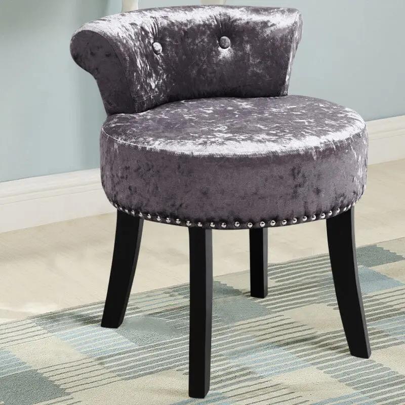 Velvet Upholstery Round Accent Chair Dressing Stool - House Comfort