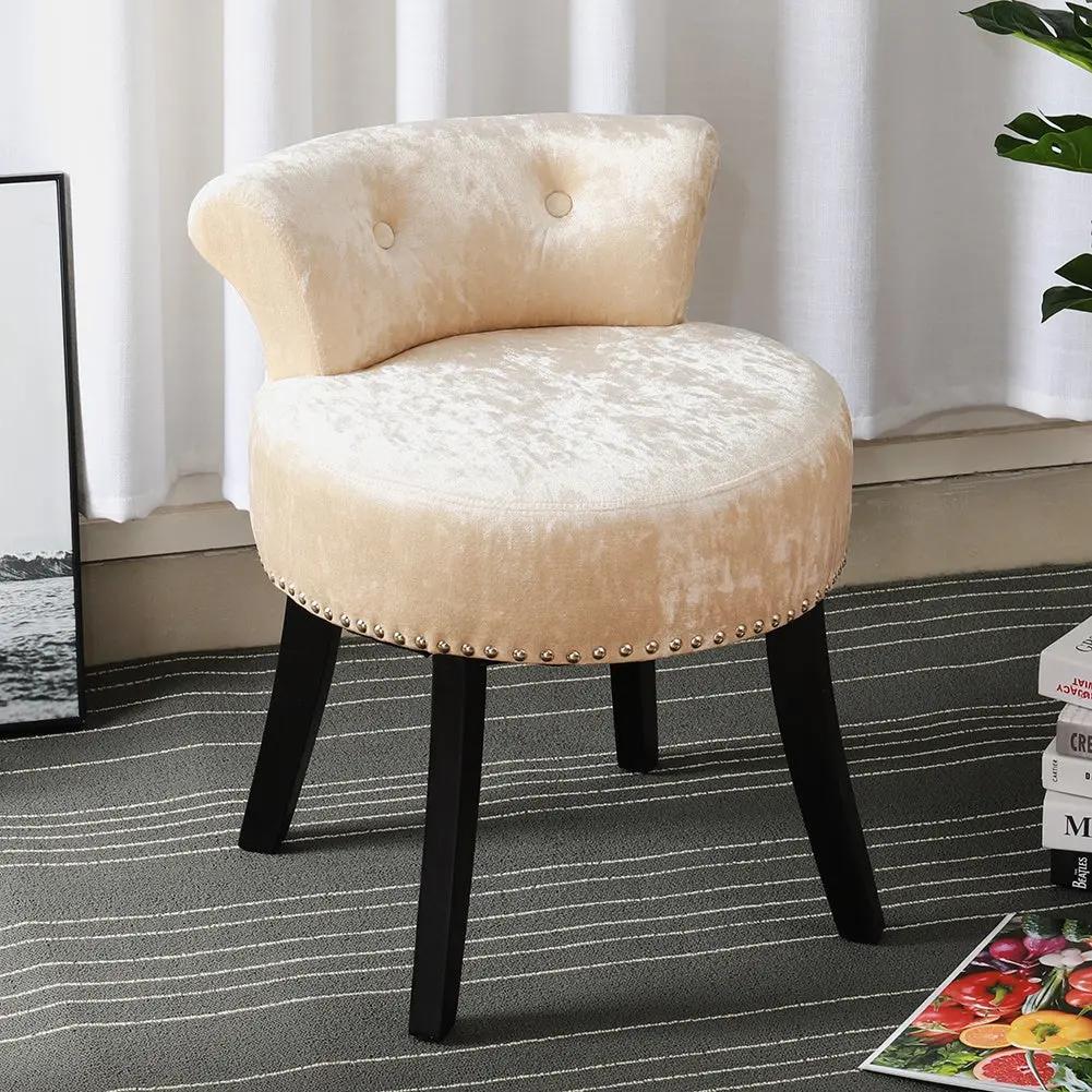 Velvet Upholstery Round Accent Chair Dressing Stool - House Comfort