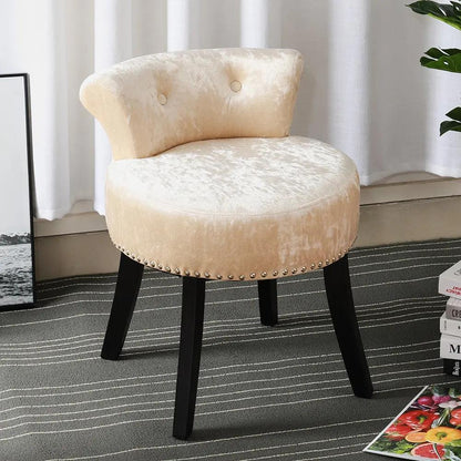 Velvet Upholstery Round Accent Chair Dressing Stool - House Comfort