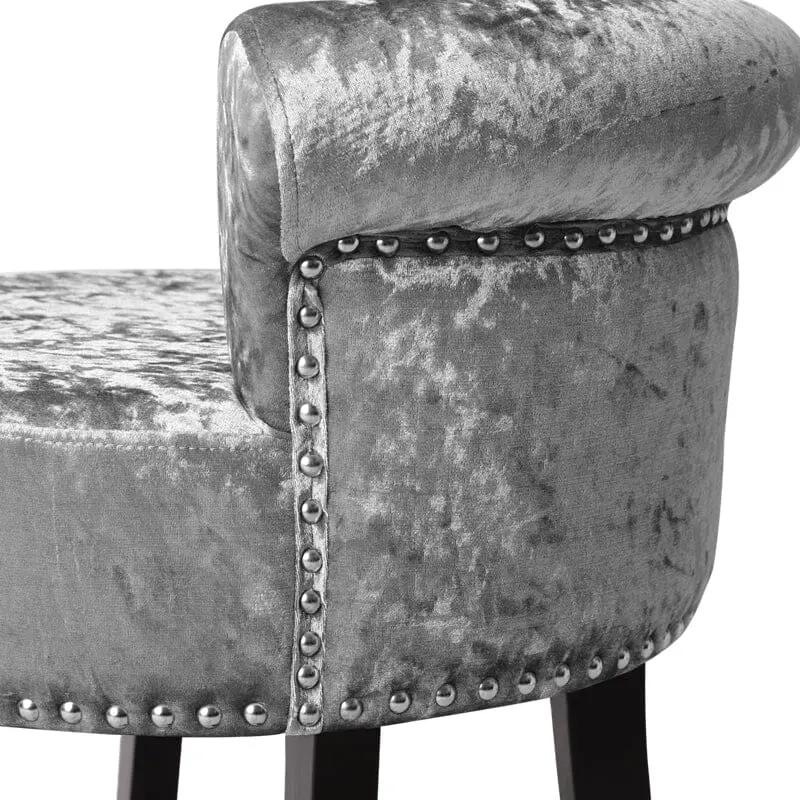 Velvet Upholstery Round Accent Chair Dressing Stool - House Comfort