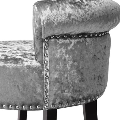 Velvet Upholstery Round Accent Chair Dressing Stool - House Comfort
