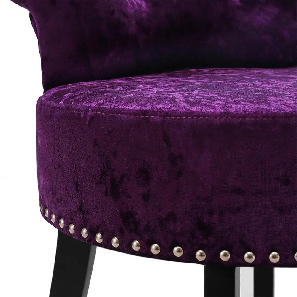 Velvet Upholstery Round Accent Chair Dressing Stool - House Comfort