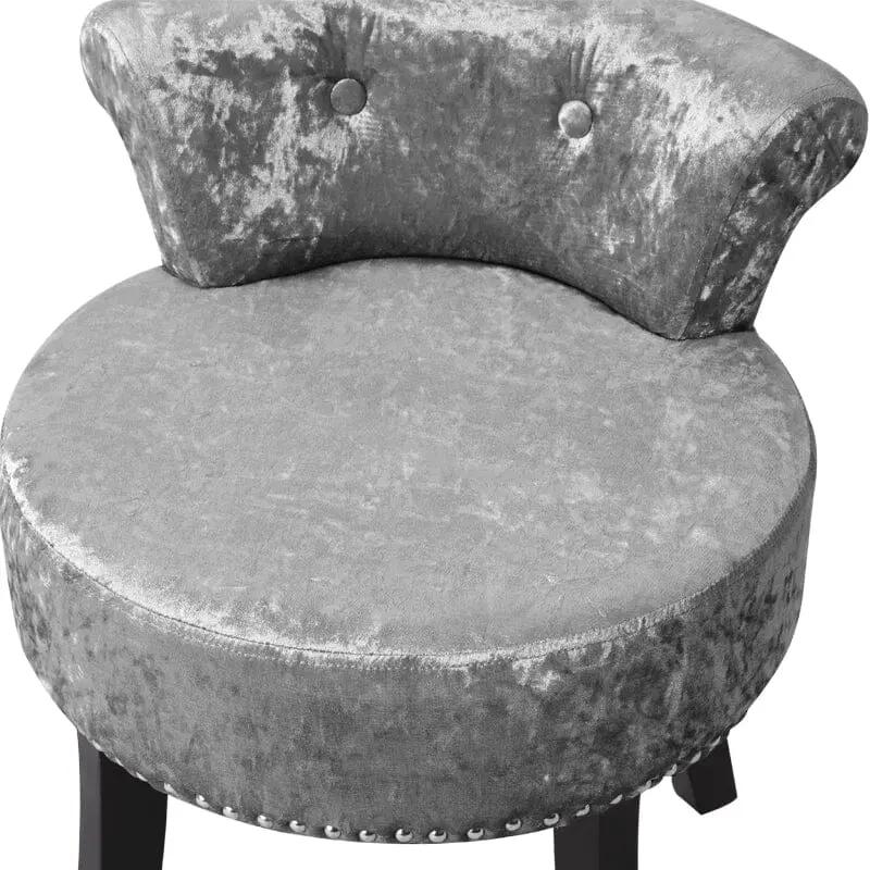 Velvet Upholstery Round Accent Chair Dressing Stool - House Comfort