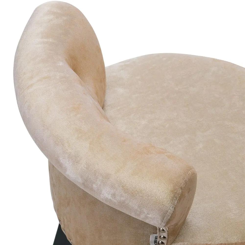Velvet Upholstery Round Accent Chair Dressing Stool - House Comfort