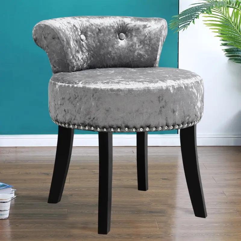 Velvet Upholstery Round Accent Chair Dressing Stool - House Comfort