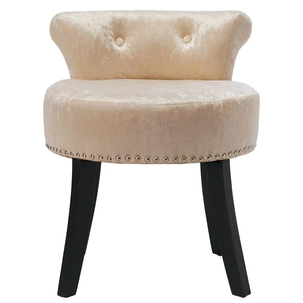 Velvet Upholstery Round Accent Chair Dressing Stool - House Comfort