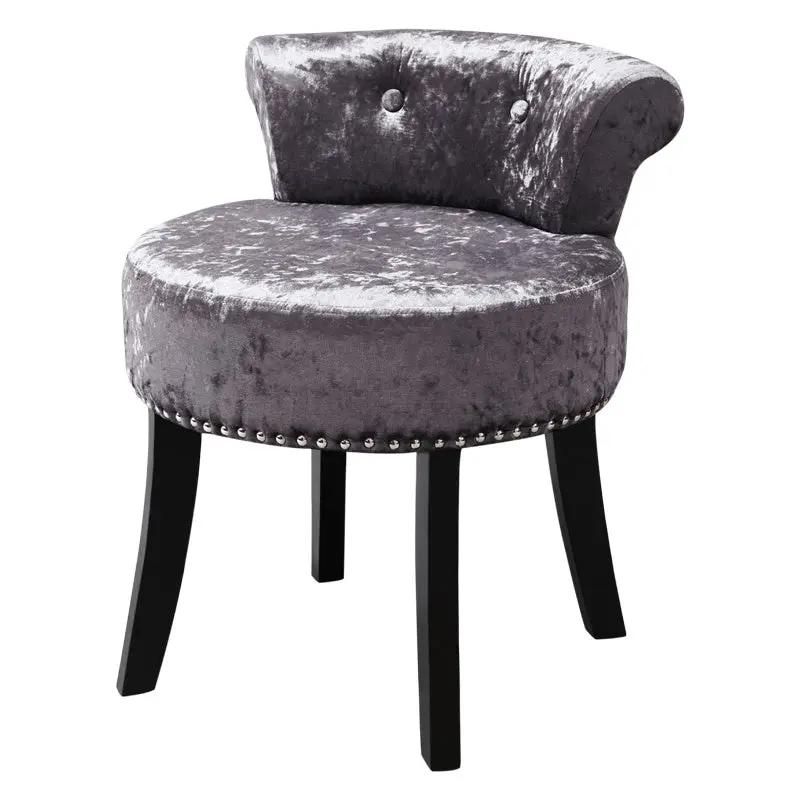 Velvet Upholstery Round Accent Chair Dressing Stool - House Comfort