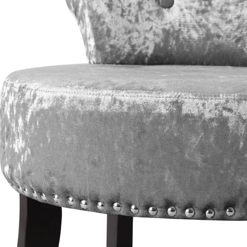 Velvet Upholstery Round Accent Chair Dressing Stool - House Comfort