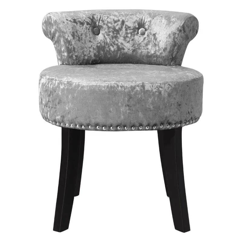 Velvet Upholstery Round Accent Chair Dressing Stool - House Comfort