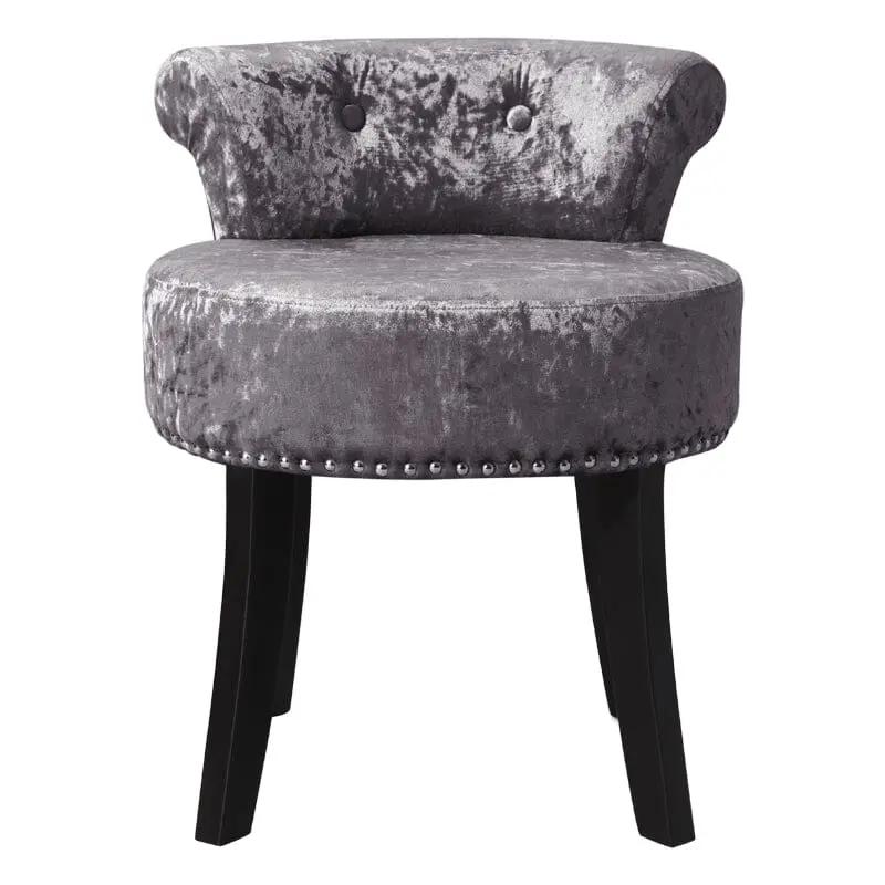 Velvet Upholstery Round Accent Chair Dressing Stool - House Comfort