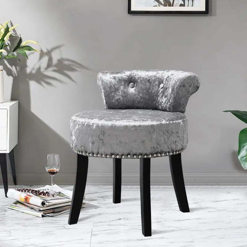 Velvet Upholstery Round Accent Chair Dressing Stool - House Comfort