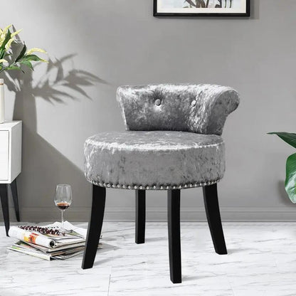 Velvet Upholstery Round Accent Chair Dressing Stool - House Comfort