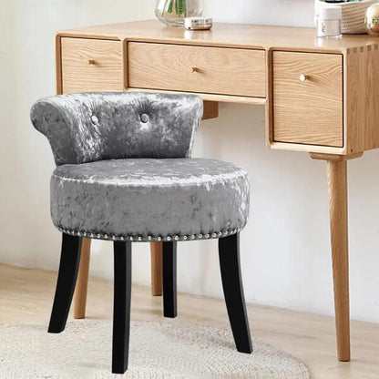 Velvet Upholstery Round Accent Chair Dressing Stool - House Comfort