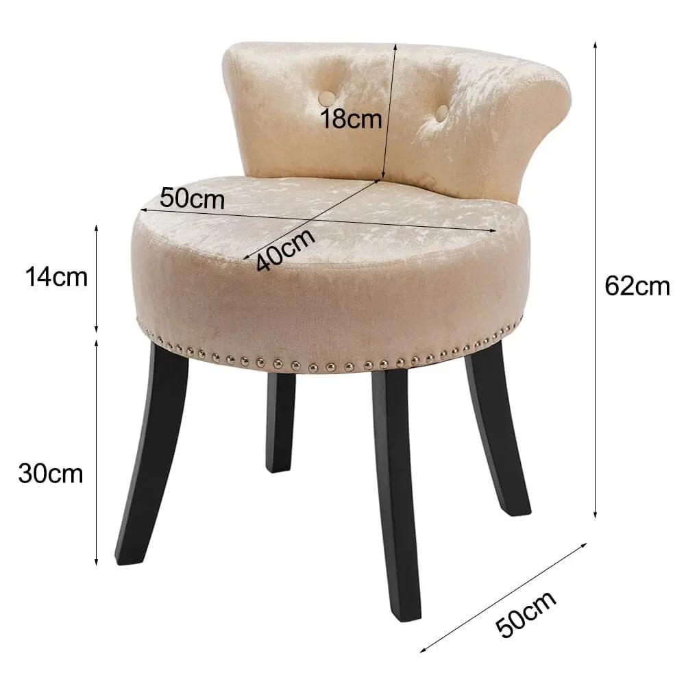 Velvet Upholstery Round Accent Chair Dressing Stool - House Comfort