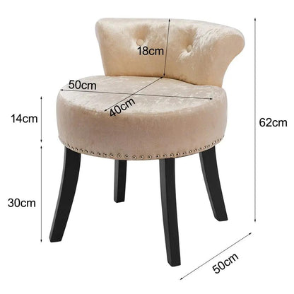 Velvet Upholstery Round Accent Chair Dressing Stool - House Comfort