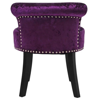 Velvet Upholstery Round Accent Chair Dressing Stool - House Comfort