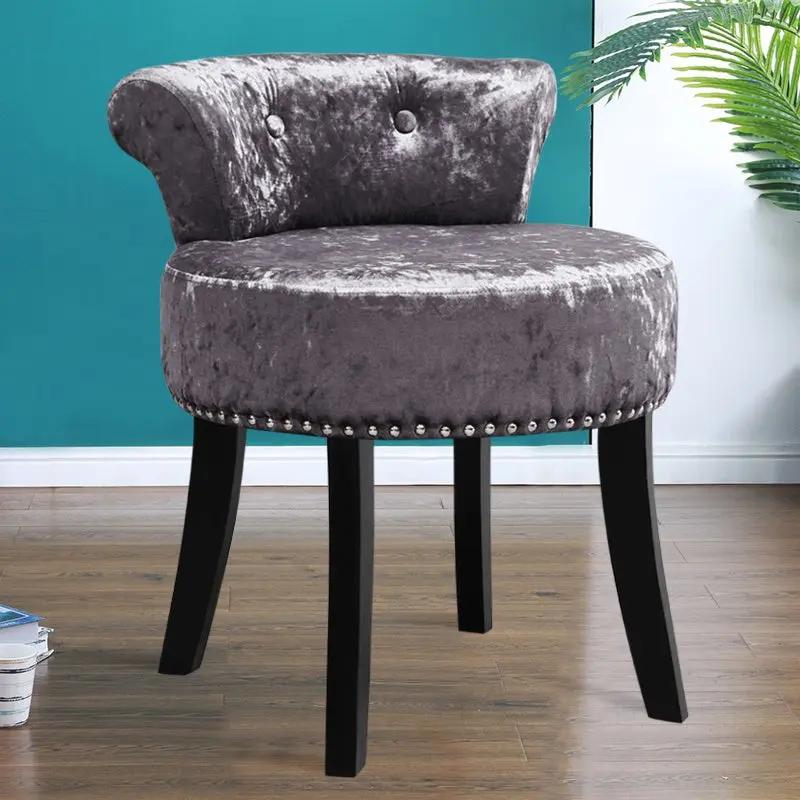 Velvet Upholstery Round Accent Chair Dressing Stool - House Comfort