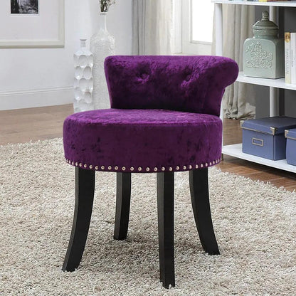 Velvet Upholstery Round Accent Chair Dressing Stool - House Comfort