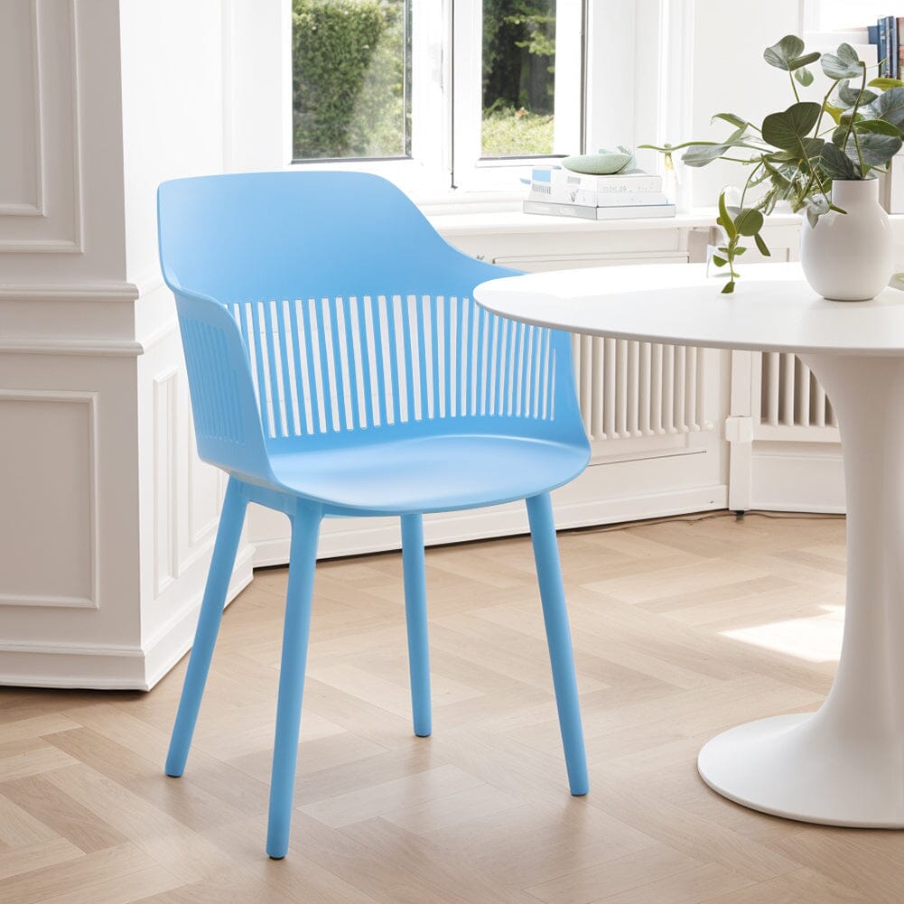 Vibrant Blue Plastic Chair, Set of Four, Durable and Lightweight - House Comfort